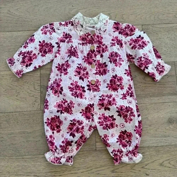 jet set Other - Vintage Jet Set Girls Floral One Piece Pink Size 9 Months